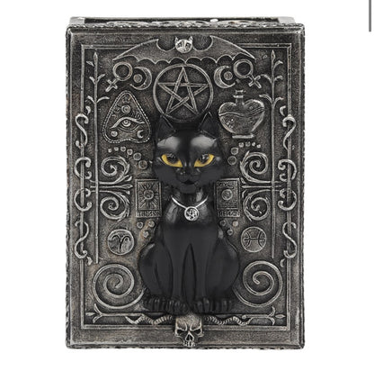 GOTHIC BLACK CAT RESIN STORAGE BOX