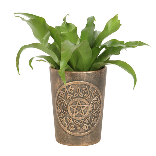 TRIPLE MOON BRONZE TERRACOTTA PLANT POT