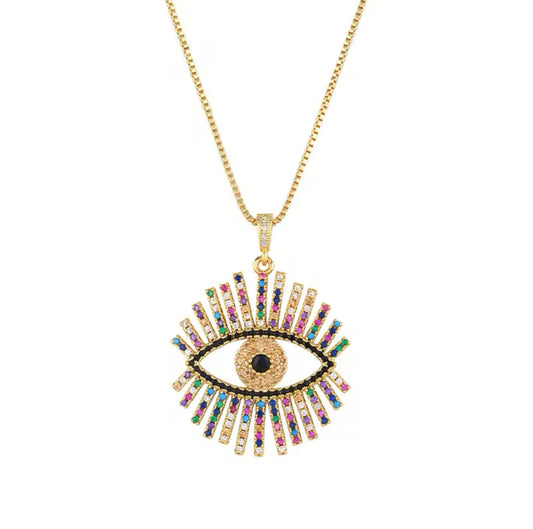 Gold Greek All Seeing Eye Necklace