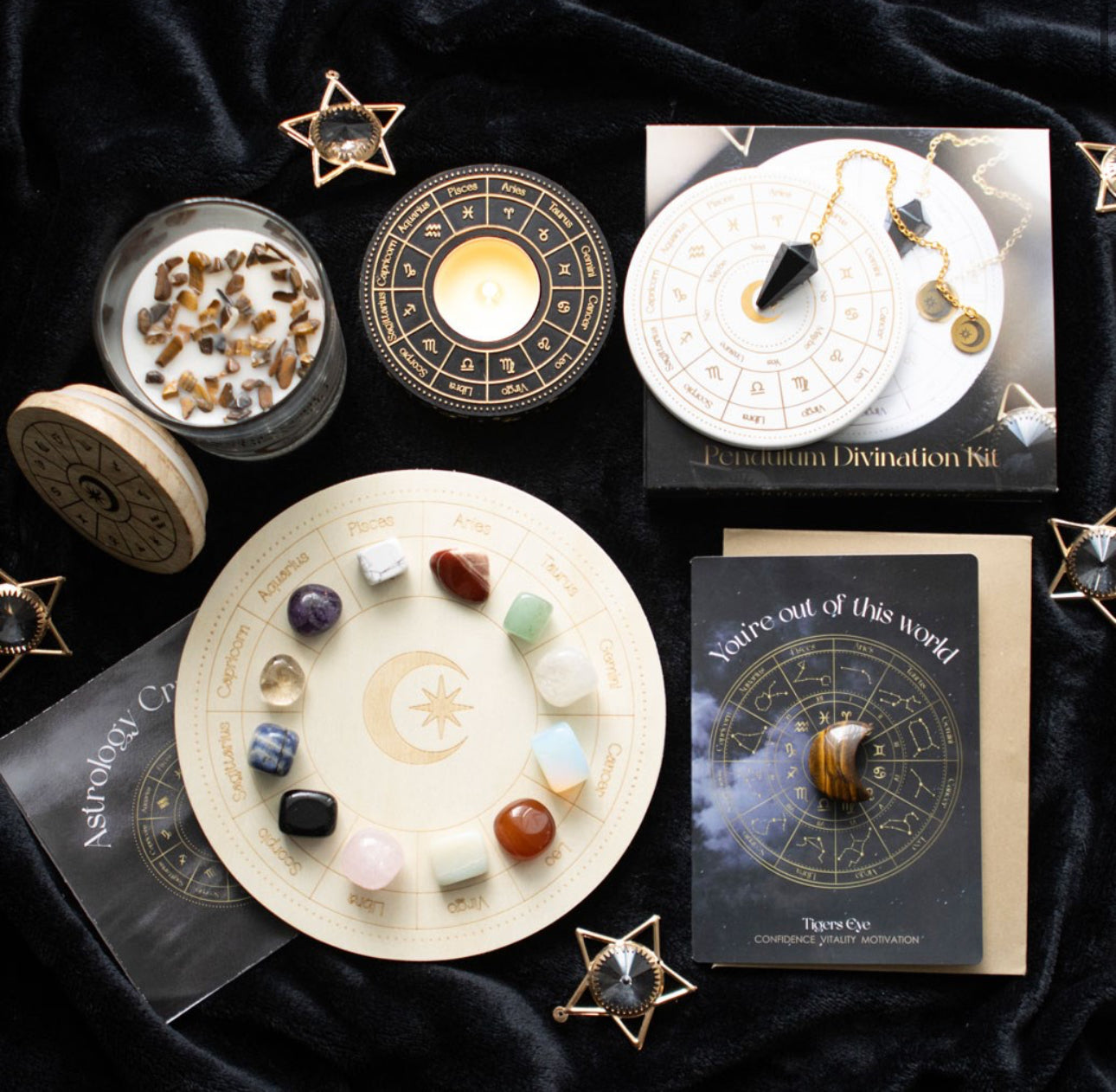 ASTROLOGY WHEEL CRYSTAL GRID SET