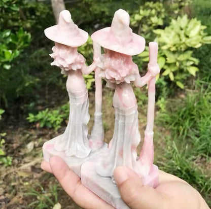 Pink Opal Witch Carving