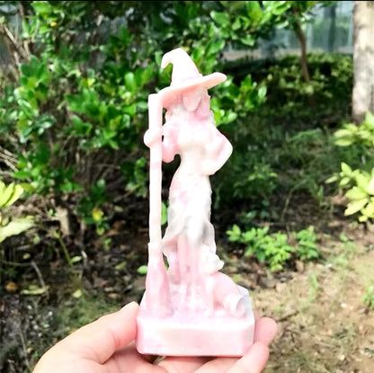 Pink Opal Witch Carving