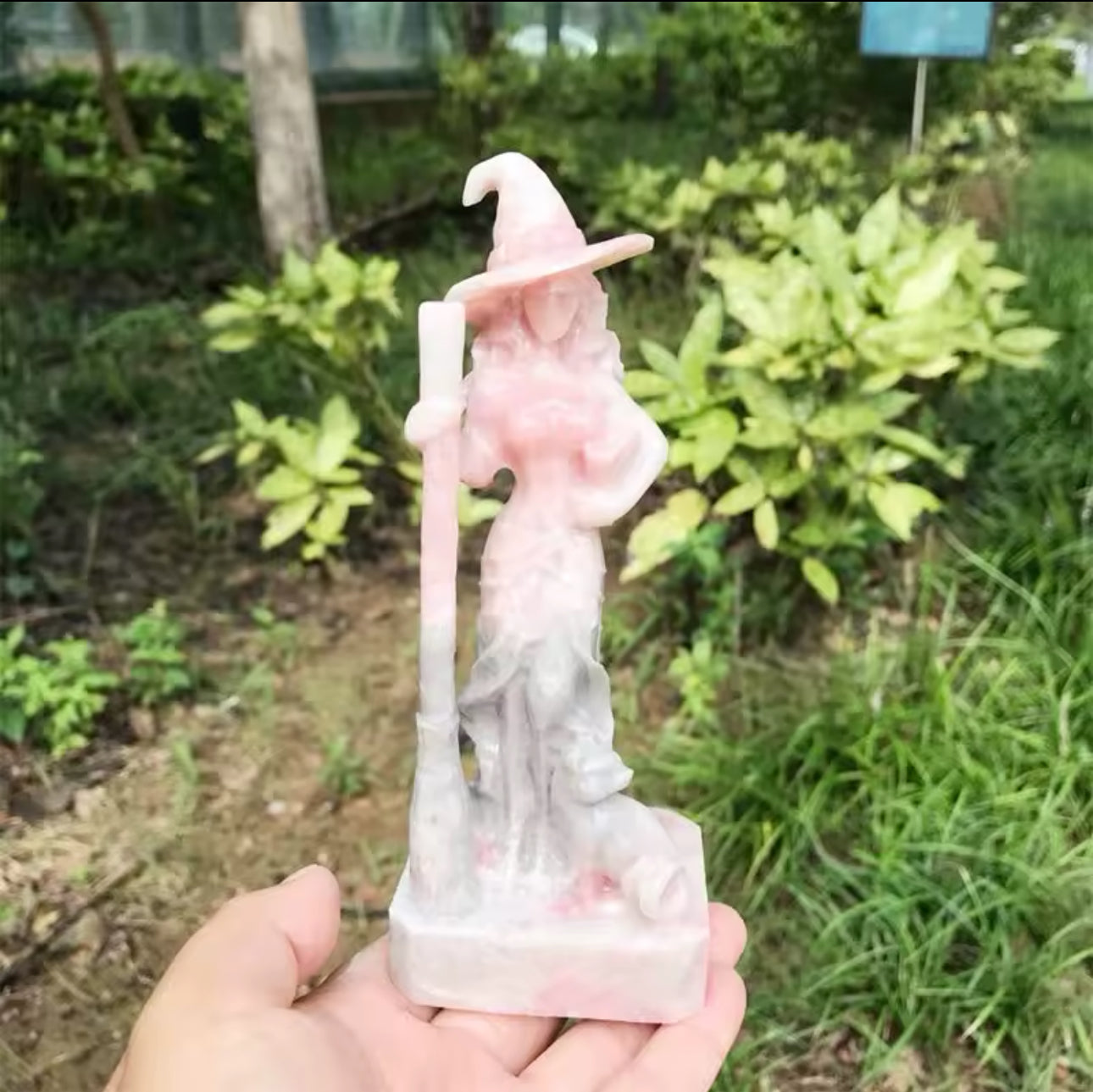 Pink Opal Witch Carving