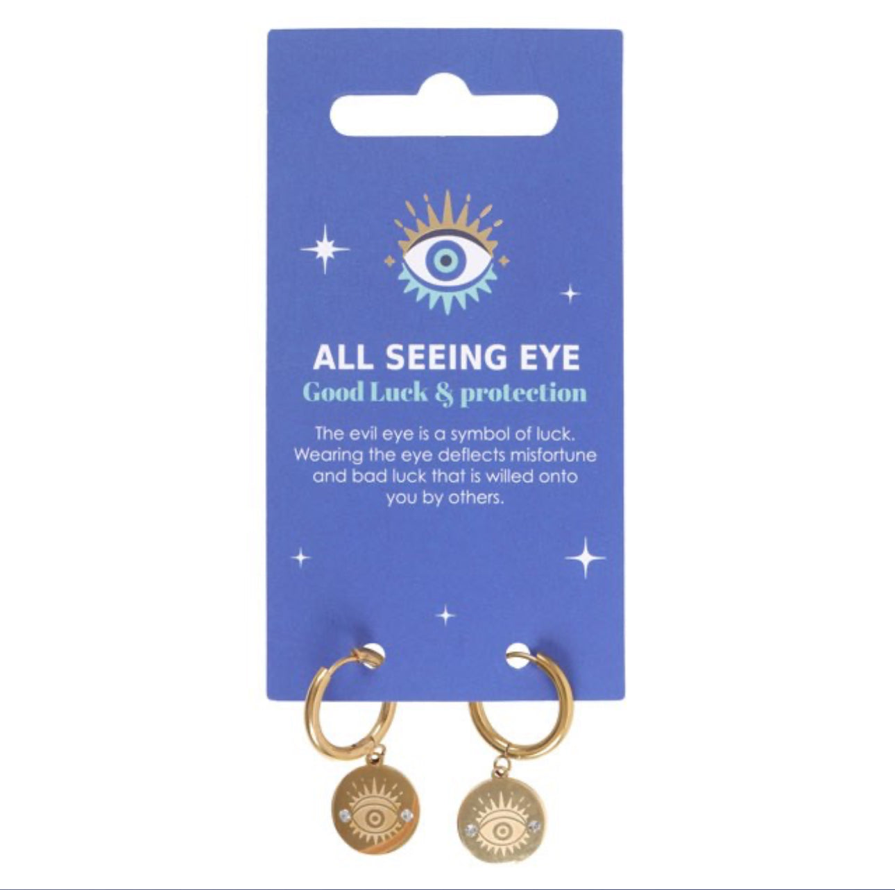 GOLD TONED ALL SEEING EYE EARRINGS