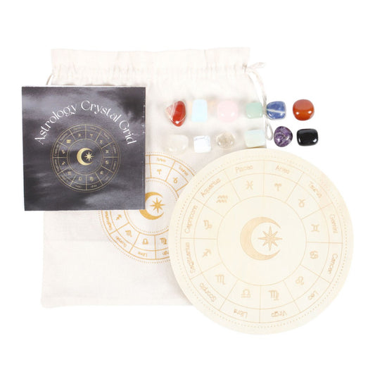 ASTROLOGY WHEEL CRYSTAL GRID SET