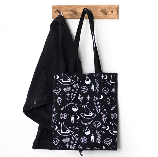 CRYSTAL WITCH PRINT POLYCOTTON TOTE BAG