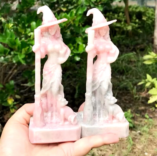 Pink Opal Witch Carving