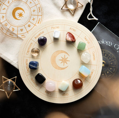 ASTROLOGY WHEEL CRYSTAL GRID SET