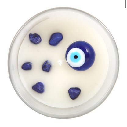 ALL SEEING EYE WHITE SAGE CRYSTAL CHIP PROTECTION CANDLE