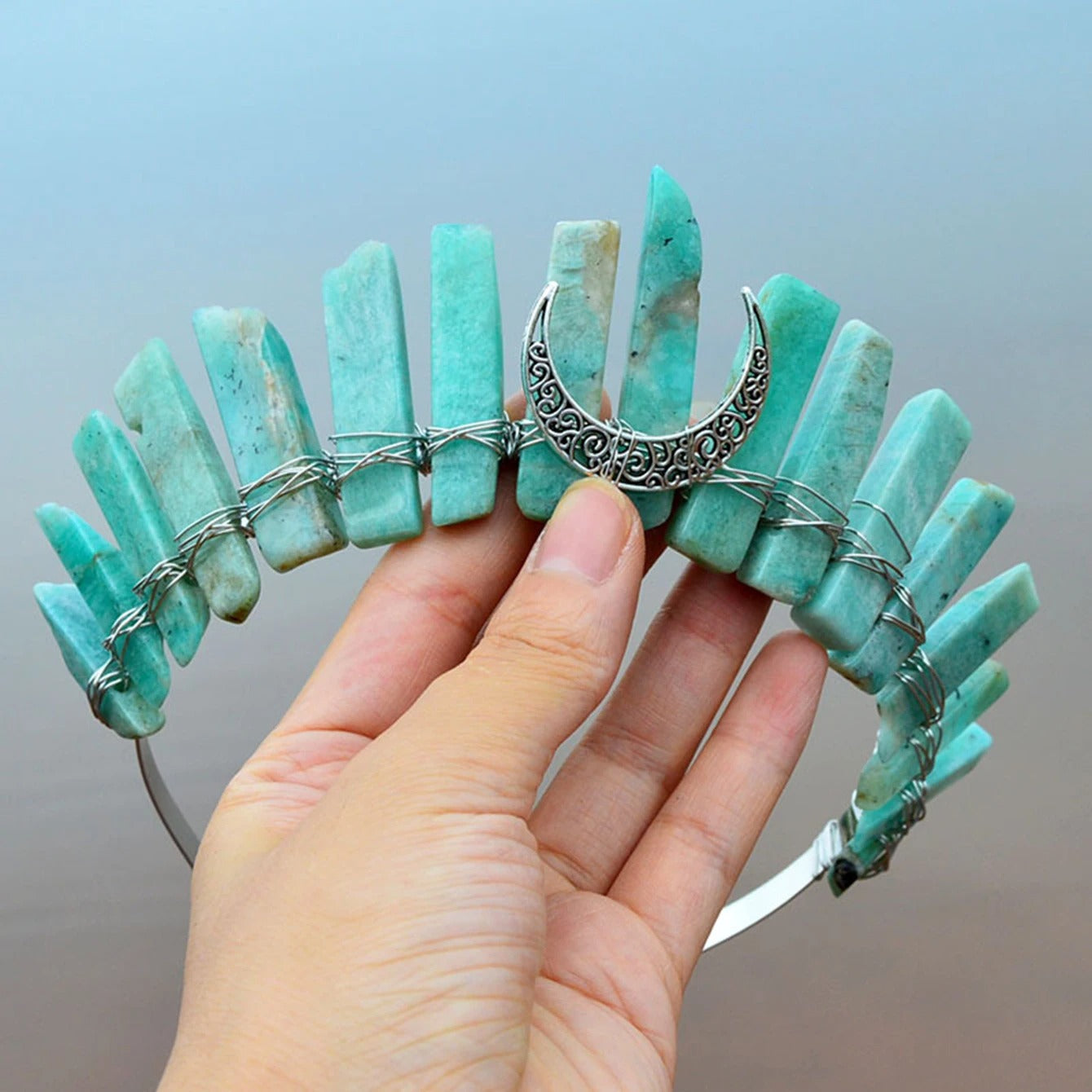 Natural Crystal Tiara, Raw Gemstone Headband for Spiritual & Goddess Energy