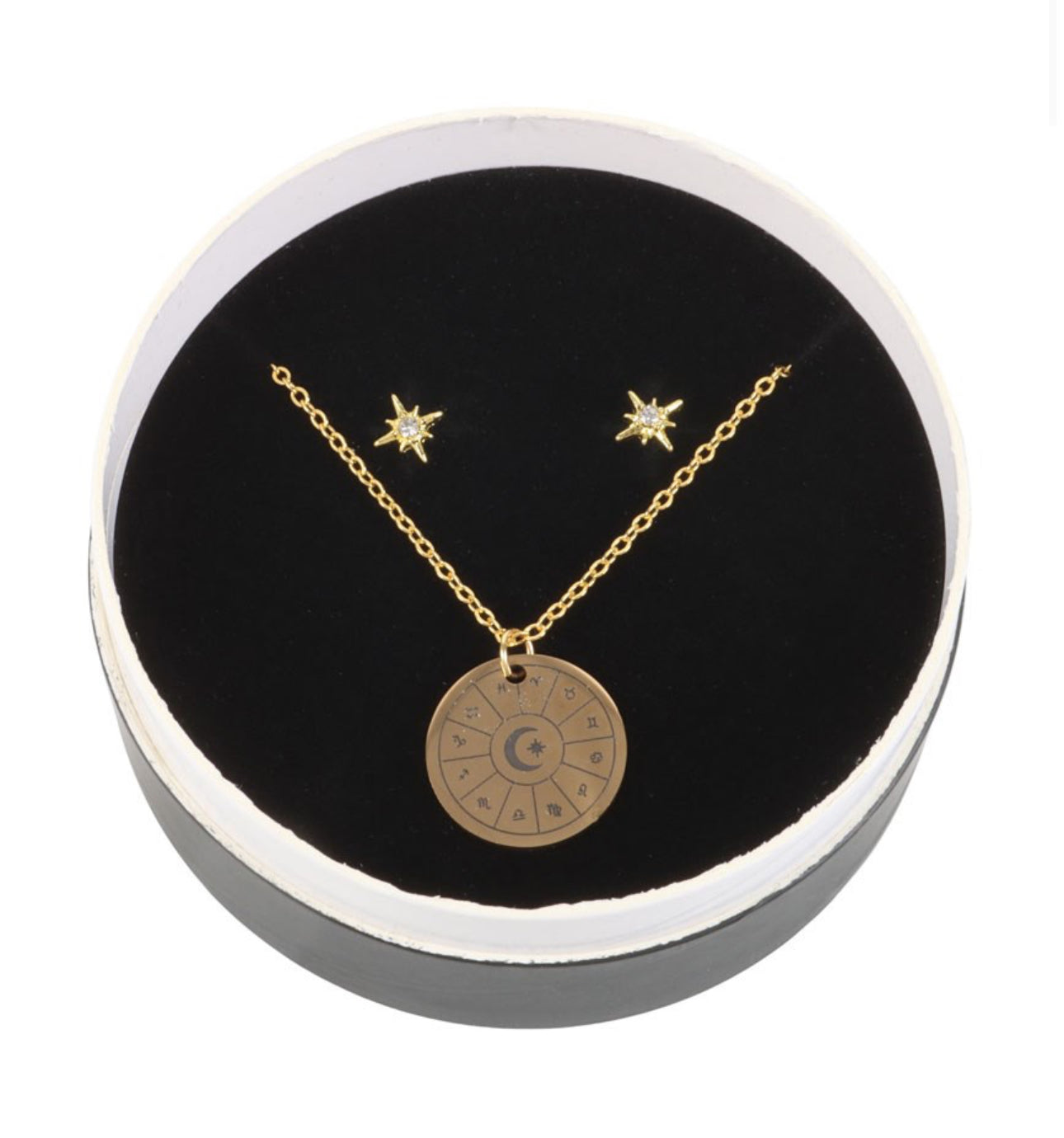 ASTROLOGY WHEEL EARRING AND NECKLACE