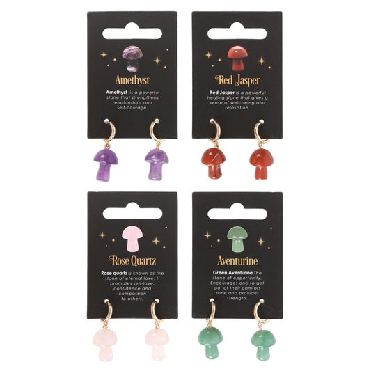 Gemstone Mushroom Earrings