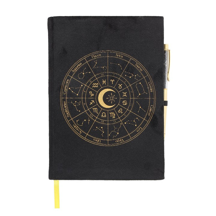 Astrology Wheel Notebook with Black Obsidian Pen