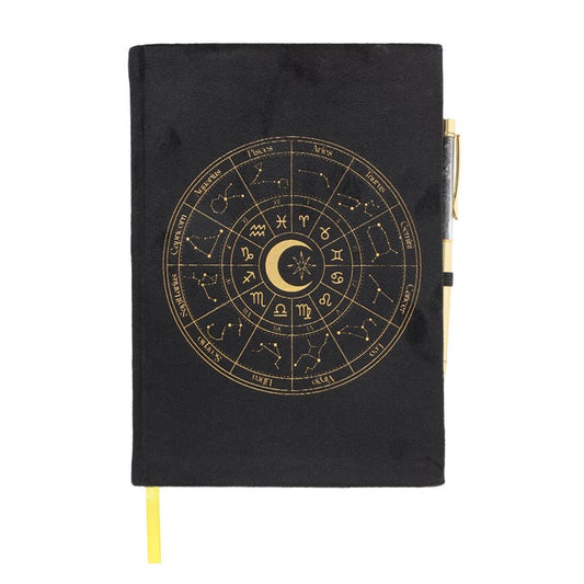 Astrology Wheel Notebook with Black Obsidian Pen