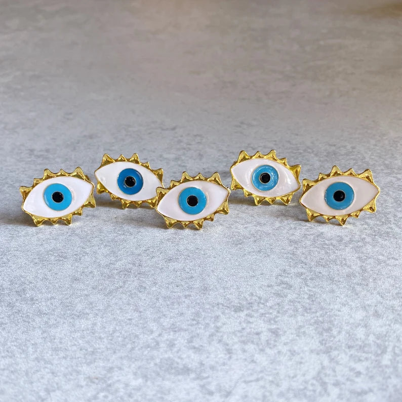 Ruffled Edge Evil Eye Statement Ring