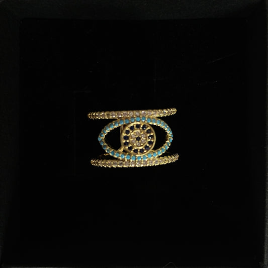 Dual Band Evil Eye Ring