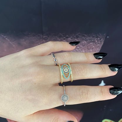 Dual Band Evil Eye Ring